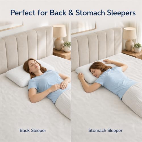 DLIGHT BD 3.2" Slim Stomach Sleeping Gel Memory Foam Pillow-Thin, Flat, Soft Yet Supportative for Belly, Back& Stomach Sleepers - Image 6