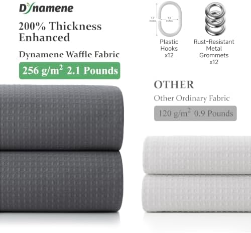 Dynamene Extra Wide Waffle Shower Curtain 256GSM Fabric 84x72 Charcoal Grey - Image 5
