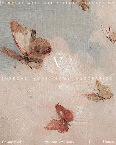 Vintage Whimsical Butterfly Wall Art Vintage Nursery Wall Art Cottagecore Girls Room Decor Cottage Butterfly Landscape Oil Art Print Country Field Style Retro Wall Decor for Gallery Living Room Bedroom (UNFRAMED 8x10in) - Image 7