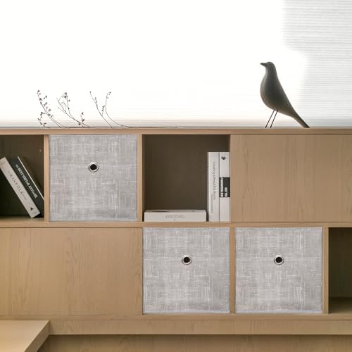 Foldable Storage Cubes Bins ,11 Inch Cloth Storage Cube Fabric Storage Box Cubes Organizer Baskets with Handles for Home Organizer Set of 3 (Cowboy Grey) - Image 4