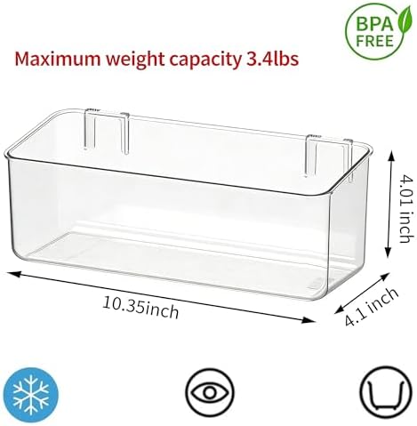 vacane 2 Pack Plastic Adhesive Mount Over Cabinet Door Organizer, Wall Organization Container Makeup Organizer Hanging Basket Bins for Kitchen, Pantry, Craft Room, Office, Space Saving Holder - Image 3