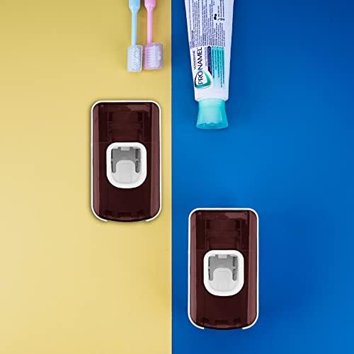 2 Slot Toothbrush Holder and Toothpaste Dispenser Wall Mounted, Automatic Toothpaste Squeezer, 2 in 1 Tooth Brush Toothpaste Organizer for Shower (Red 2Pack) - Image 4