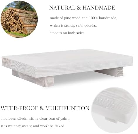 Bathroom Tray Wood Riser Kitchen Decor Soap Holder, 9" x 6" White - Image 4