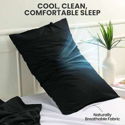 Pillow Covers King Size Set of 12, Soft and Comfy Pillow Cases, Black - Image 5
