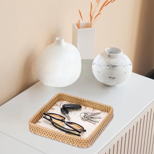 Small Wicker Tray, Handwoven Rattan Key Tray for Entryway Table - Image 7