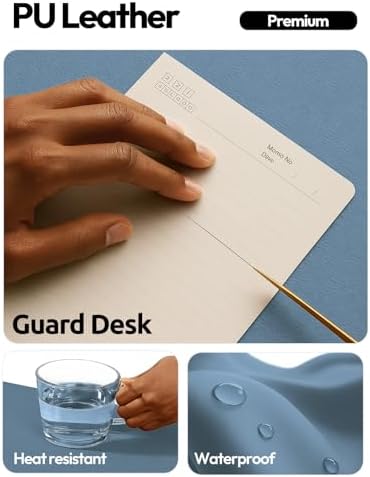 YSAGi Leather Desk Protector, Office Mat, Large Mouse Mat, Non-Slip PU Leather Blotter, Laptop Desk Pad, Waterproof Writing Pad for Office and Home (Blue, 47.2" x 23.6") - Image 3