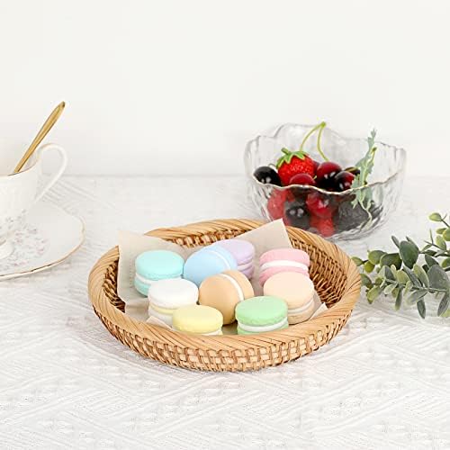 Hipiwe Set of 3 Key Basket Bowl for Entryway Woven Wicker Storage Basket Bowl Round Rattan Serving Basket Tray Fruit Snacks Candy Organizer Bowl for Keys Wallet Cell Phone Home Decor - Image 3