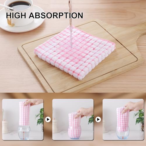 Kitinjoy Cotton 8 Pack Terry Kitchen Dish Cloths, Pink - Image 3
