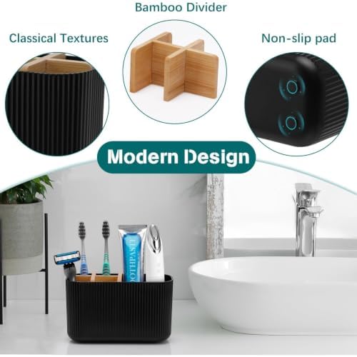 GFWARE Black Toothbrush Holder, 5 Slots Bathroom Organizers and Storage - Image 3