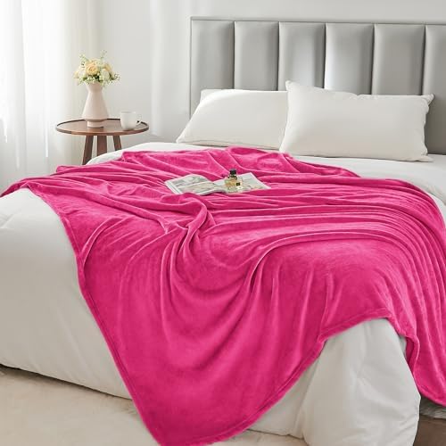 BEDELITE Fleece Blanket Soft Plush Twin Size Blanket Hot Pink 60"x80" - Image 3