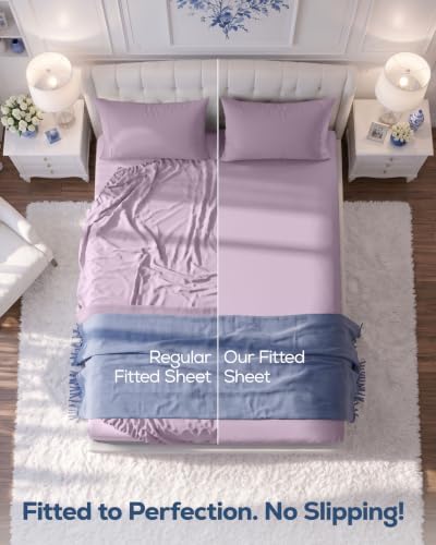 Utopia Bedding King Fitted Sheet - Bottom Sheet - Deep Pocket - Soft Microfiber - Shrinkage and Fade Resistant-Easy Care -1 Fitted Sheet Only (Lavender) - Image 3