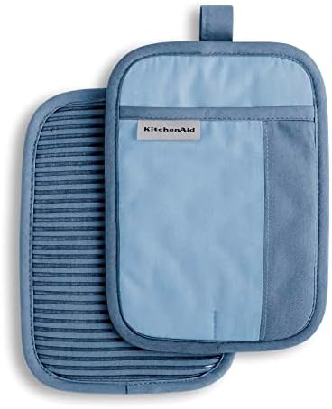 KitchenAid Beacon Two-Tone Non-Slip Pot Holder Set, Blue Velvet/Blue Heaven, 7"x10", 2 Piece by Unknown