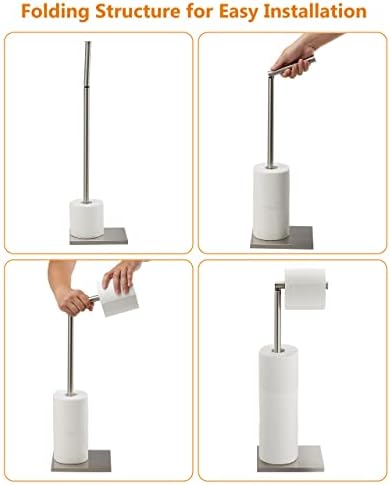 Toilet Paper Holder Stand, Free Standing Toilet Paper Roll Holder with Reserve for Bathroom, Stainless Steel DECLUTTR - Image 4