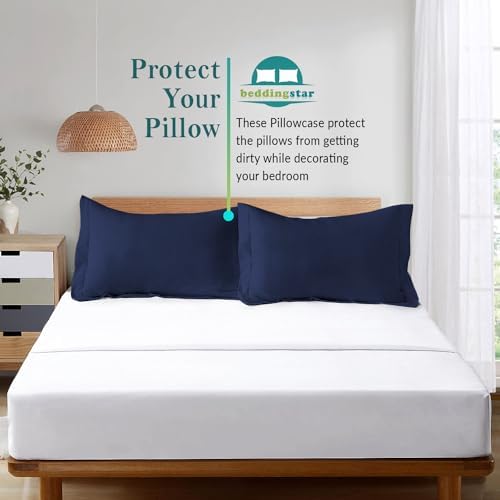 Queen Pillow Shams 20x30 Set of 2 Navy Blue 600 TC 100% Egyptian Cotton - Image 4