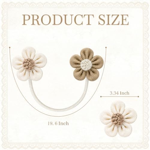 VIS'V Curtain Tiebacks, Boho Curtain Holdbacks, Cream and Khaki, 4 Pcs - Image 4