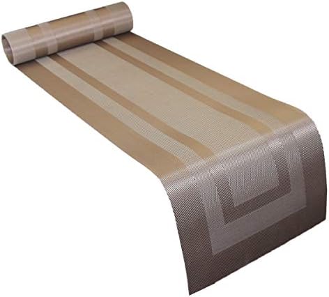 PIGCHCY 72 inches Table Runner,Table Centerpiece, Heat Resistant Vinyl Woven Washable Table Mats Sets (Champagne) - Image 4