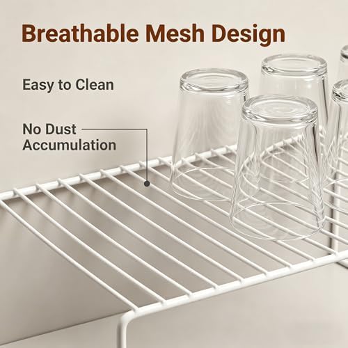 iPEGTOP Kitchen Cabinet Storage Shelf Rack, Set of 2 Large (15.7 x 9.4 Inch) Rustproof Metal Wire Shelves Spice Shelf Rack Cupboard Organizer for Pantries Countertops Utensils Organization, White - Image 5