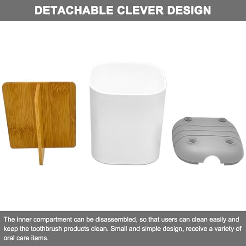 Toothbrush Holder with Bamboo Divider,Detachable for Easy Cleaning Bathroom Countertop Organizer,Plastic 3 Slots Electric Toothbrush and Toothpaste Holders Storage Caddy for Bathroom Vanity,Sink(Grey) - Image 3