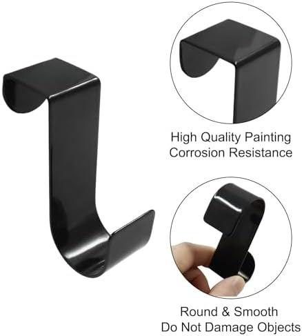 12 Pack Over The Cabinet Door Hook, 70mm Metal (Black) - Image 4