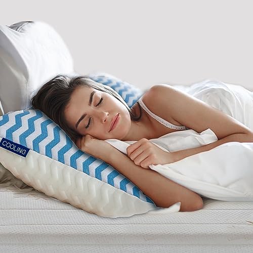 Pillows Queen Size for Bed - Adjustable Firm Pillow for Back Stomach and Side Sleeper - Shredded Memory Foam Cooling Pillow for Neck and Shoulder Pain with Washable Cover - Image 6