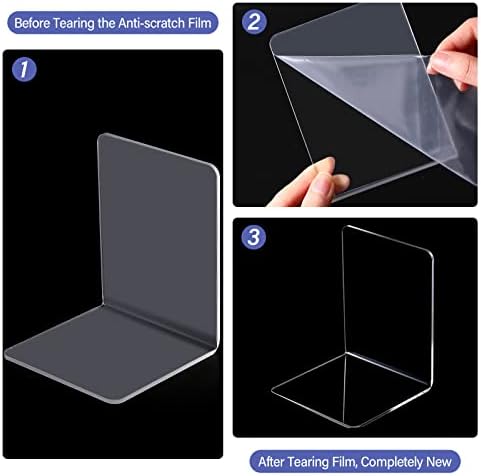 Yulejo 8 Pcs Clear Acrylic Book Ends for Shelves Heavy Duty L Shaped - Image 3