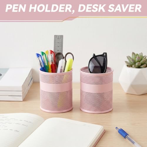 Segarty Pencil Holder, 6 Pack Pink Pen Holder, 3.3 x 3.9 inch Pencils Cups Holder, Round Metal Pens Container Organizer for Office Supplies, School Classroom, Makeup Brush, Home Storage - Image 6