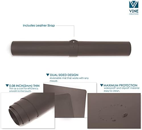Leather Desk Pad 24" x 17", Vine Creations Office Desk Mat Waterproof Brown - Premium Quality - Smooth Mouse Writing Surface - Maximum Protection Dual-Sided Pu Leather Blotter for Desk Office/Home - Image 5