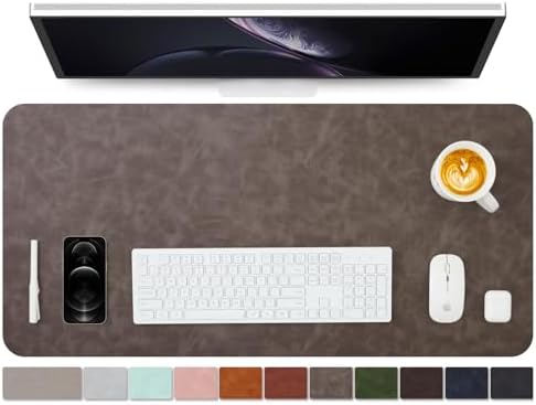 Distressed Leather Desk Mat - Non-Slip PU Desk Pad for Office and Home - Desk Organization and Accessories - Ideal for Large Mouse Pad and Desk Mats on Top of Desks(Slate Gray,36"x 17") by HOMIEAZICOZI
