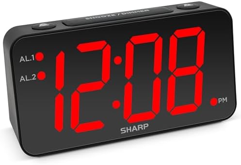 Sharp Digital Alarm Clock, 3" Jumbo Red LED, Dual Alarm, Battery Backup by SHARP