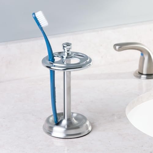 iDesign Toothbrush Holder, 4-Section, 2-Pack, Chrome/Brushed - Image 7