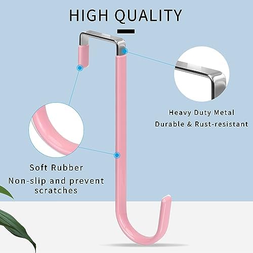 FYY Over the Door Hooks, Single-Hanger 4 Pack, Fits Doors 1.6" Pink - Image 3