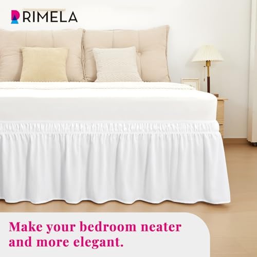 Bright White Bed Skirt Full Size 15" Drop, Elastic Wrap Around Bedskirt - Image 5