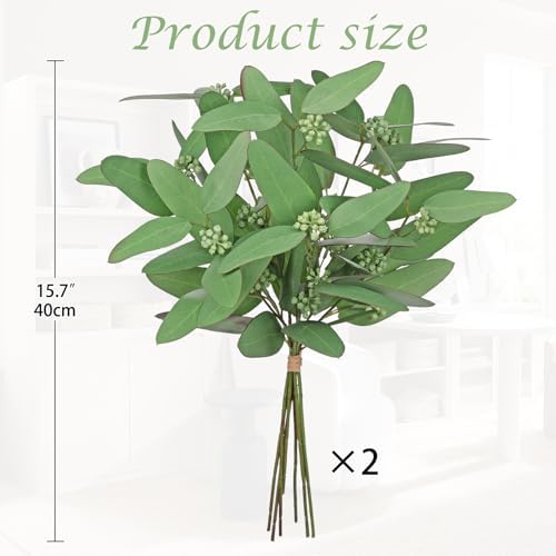 DILATATA Faux Eucalyptus Stems Willow Eucalyptus Leaves 14” Faux Greenery 16 Pcs Artificial Greenery Stems for DIY Bouquet Arrangements Centerpieces Shower Decorations-Artificial Eucalyptus Stems - Image 6