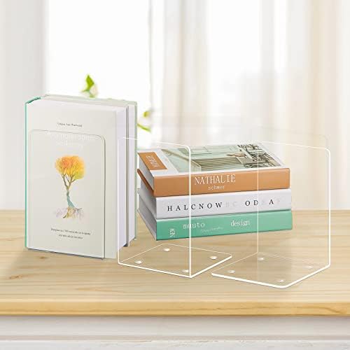 Acrylic Bookends 2 Pieces, VFINE Book Ends for Shelves, Clear Bookends for Shelves Decor Book Ends for Desktop Organizer, Book Stopper for Home Office School Supplies, 7 * 4.8 * 4.75 inch - Image 6