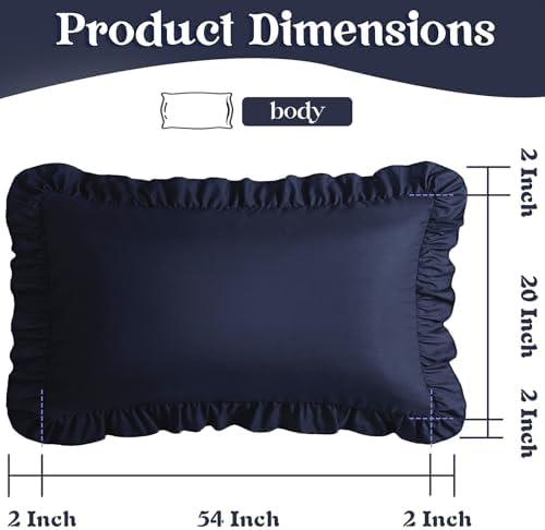 KKJIAF Ruffle Body Pillow Cases Set of 1, Navy Blue - Image 3