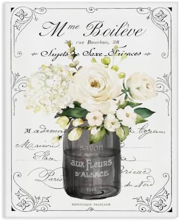 Vintage Parisian Floral Bathroom Bouquet, 16 x 20 Inch Canvas Wall Art by StupellIndustries