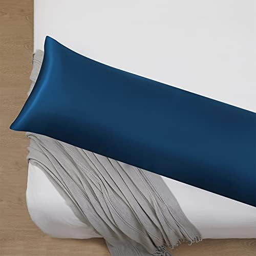 Ersmak Satin Body Pillow Cover, 20x54 Inches Navy Blue Ultra Soft Satin Body Pillow Case for Hair and Skin, Silky Slip Cooling Long Side Pillowcase with Envelope Closure - Image 3