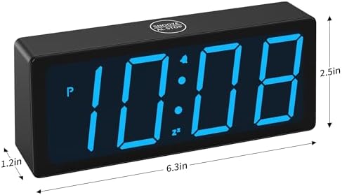 KWANWA Digital Alarm Clock with Auto Dimmer, Dual Power (Battery or USB), Large LED Display, 3-Level Brightness, 12/24H Format, Snooze, Easy to Set for Bedroom, Office, Kids, Seniors – Blue LED - Image 2