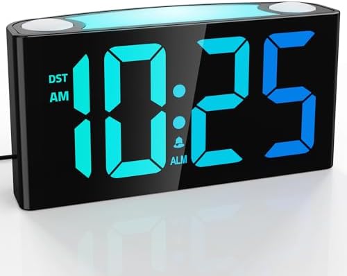 Mesqool Digital Alarm Clock for Bedrooms - Plug-in LED Clock with Dynamic RGB Digits, Dimmable Display & Night Light, 7 Color Options, Adjustable Alarm Volume, DST, 12/24 Hour - Ideal for Kids by Mesqool