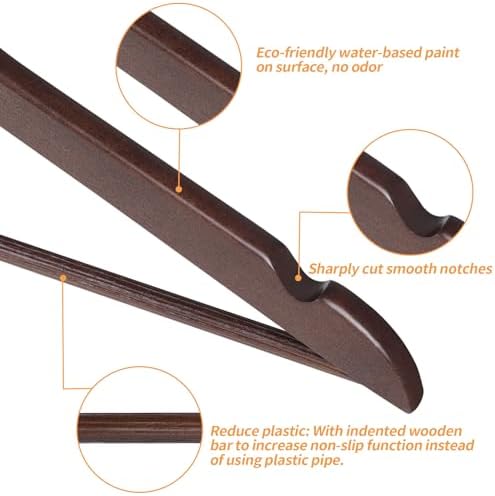 Amazon Basics Durable Wooden Suit Clothes Hangers, Closet Organizer, Cherry, 20-Pack - Image 3
