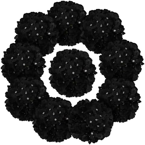 Fake Black Hydrangea Artificial Flowers - Faux Silk Hydrangeas Flowers Heads with Stems Real Touch for Home Wedding Party Table Decor(Black,Black of 10) - Image 5