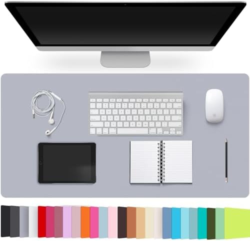 Leather Desk Pad Protector,Non-Slip Desk Pad(LightGrey, 23.6" x 13.7") by CADONO