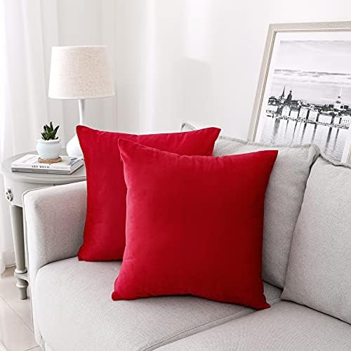 NiNi ALL Red Velvet Throw Pillow Covers 28x28 Pack of 2 Decorative Couch by NiNiALL