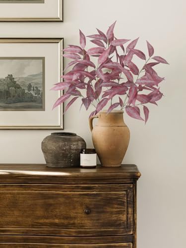 Briful Faux Fall Stems Realistic Eucalyptus Stems Fall Decorations, Set of 3 Burgundy Artificial Branches with Long Stem for Home Decor Indoor Autumn Thanksgiving Party Wedding, Outdoor Planter - Image 4