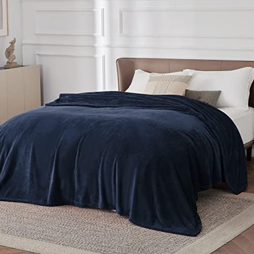 Bedsure Soft Cozy Warm Fleece Large Oversized Bed Blanket Navy 120"x120" - Image 2