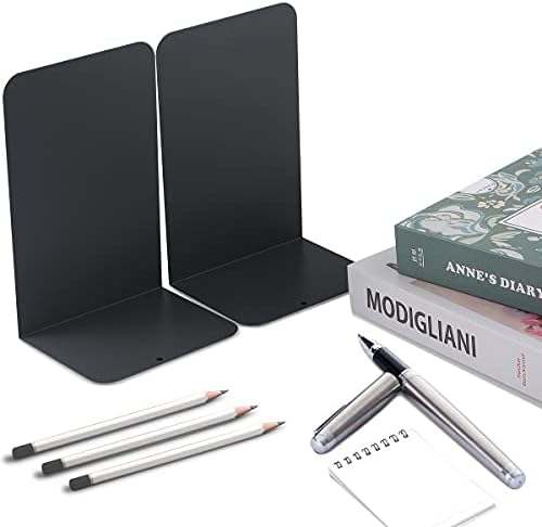 MSDADA Black Metal Bookends (8pcs, 4 pairs) for Book Shelves, Office, Heavy Books, Modern Minimalist Style - Image 5