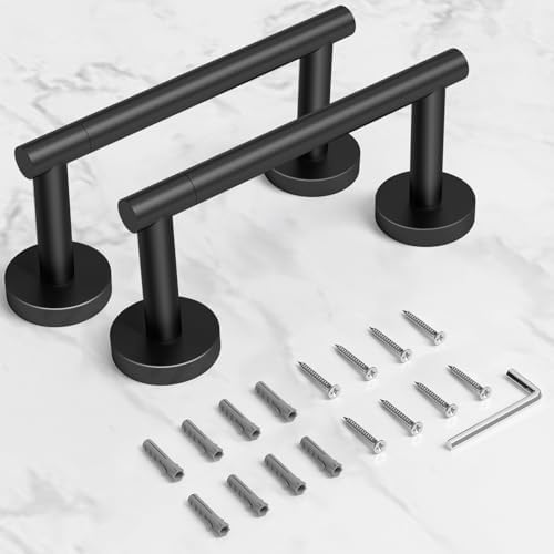 HITSLAM 2 Pack Matte Black Toilet Paper Holder, Double Post Pivoting, SS304 - Image 2