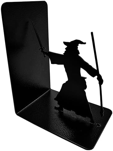 Decorative Bookends - Metal Book Ends - Black Finish - Wizard bookends Magical Bookends - 7" Tall bookends Heavy Bookends for Shelves - Image 3