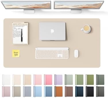 YSAGi Leather Desk Protector, Office Mat, Large Mouse Mat, Non-Slip PU Leather Blotter, Laptop Pad, Waterproof Writing Pad for Office and Home (Eggshell, 47.2" x 23.6") by YSAGi