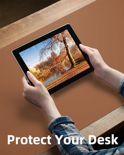 Leather Desk Pad Protector,Mouse Pad,Office Desk Mat, Non-Slip PU Leather Desk Blotter,Large Desk mat,Waterproof Keyboard mat for Office/Home/Decor (Brown,48" x 24") - Image 3